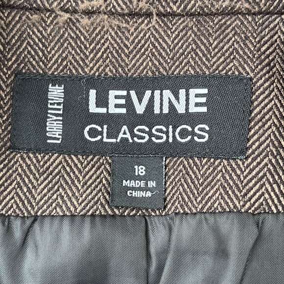 Larry Levine‎ Classics Womens Brown Herringbone Pantsuit 2 Pc Easy Care Size 18 - Picture 7 of 13